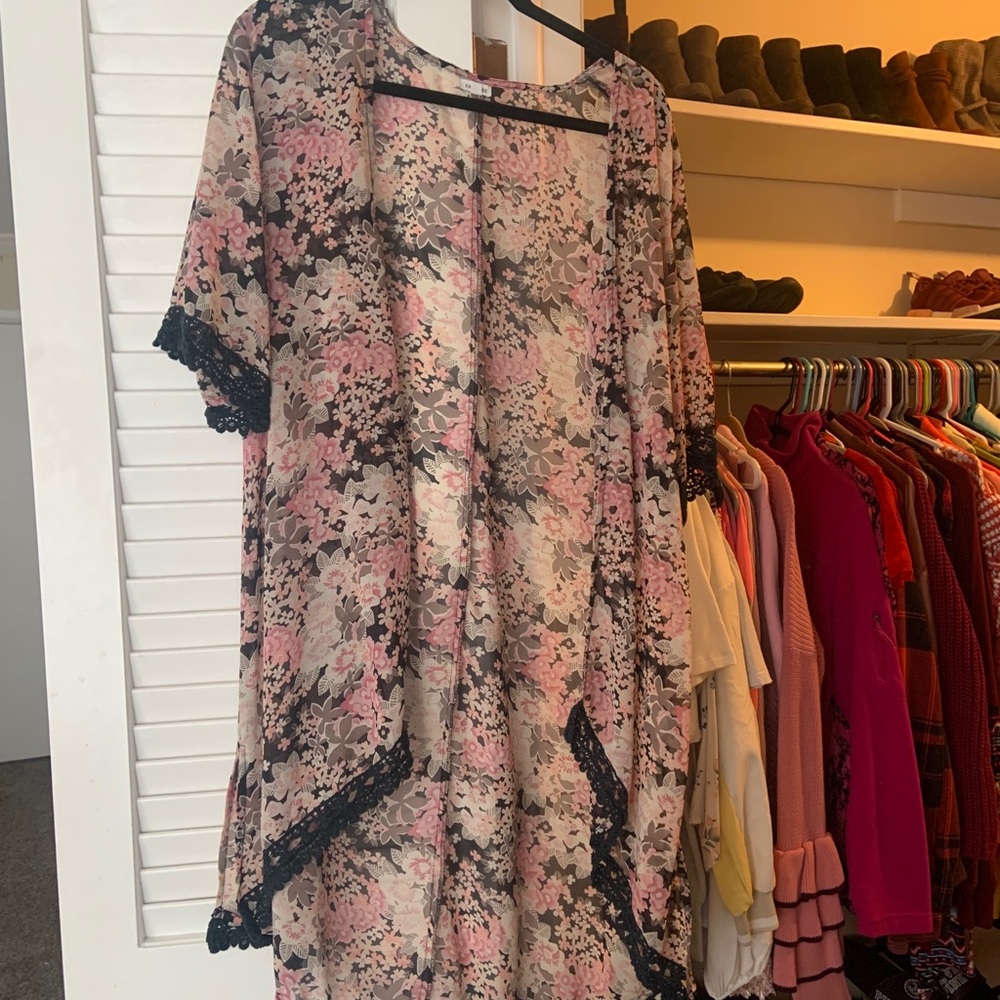 Long Floral Cardigan